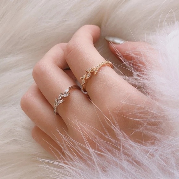 🔥LAST 1🔥NEW DAINTY BOHO CZ LEAF RING - Picture 4 of 6